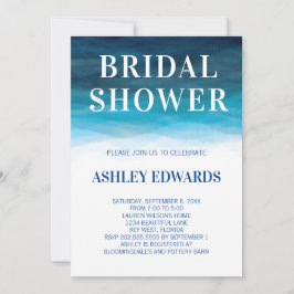 Blue Ocean Waves Bruids Douche Uitnodiging