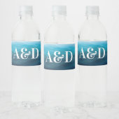 Blue Ocean Waves Bruiloft Water Fles Labels Waterfles Etiket (Flessen)