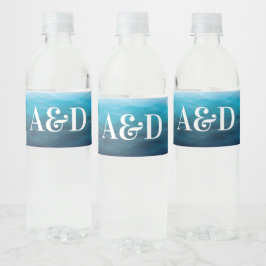 Blue Ocean Waves Bruiloft Water Fles Labels Waterfles Etiket