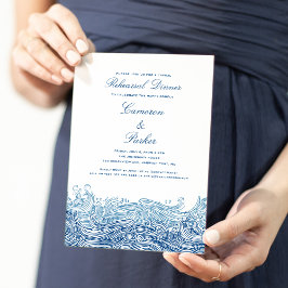 Blue Ocean Waves Casual bruiloft repetitie diner Kaart