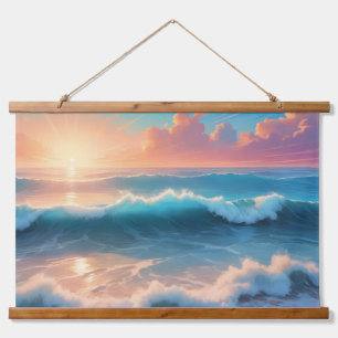 Blue Ocean Waves Een Adembenemend Uitzicht Hangend Wandkleed