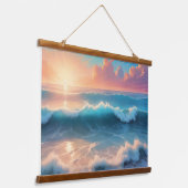 Blue Ocean Waves Een Adembenemend Uitzicht Hangend Wandkleed (Gebogen)