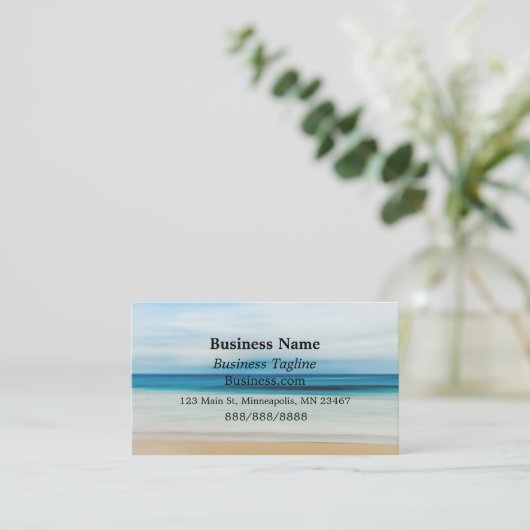 Blue Ocean Waves en Sandy Shore eenvoudige zaken Visitekaartje (Staand voorkant)