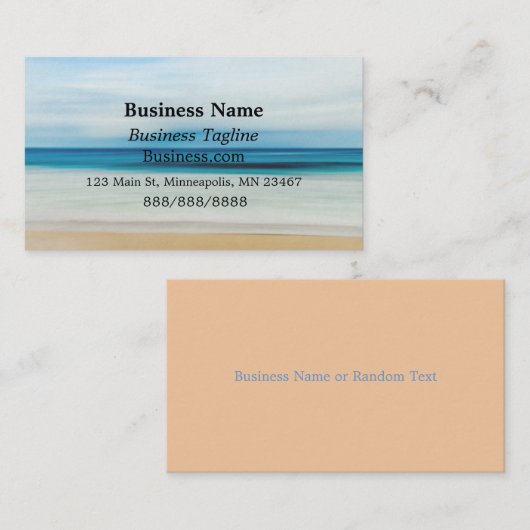 Blue Ocean Waves en Sandy Shore eenvoudige zaken Visitekaartje (Voorkant / Achterkant)