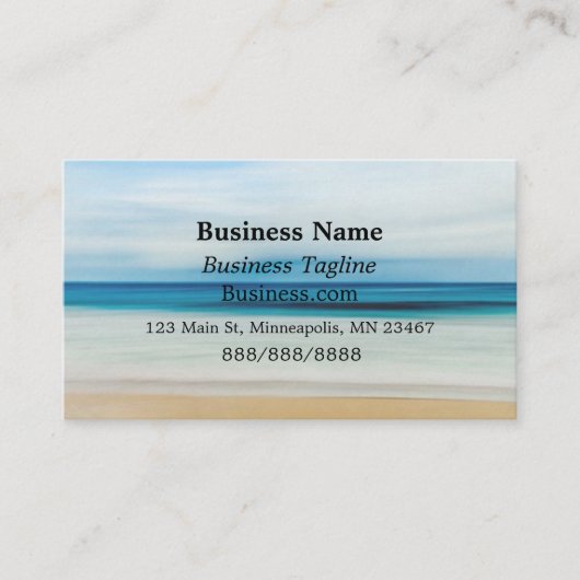 Blue Ocean Waves en Sandy Shore eenvoudige zaken Visitekaartje (Voorkant)