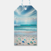  Blue Ocean Waves en Zee Glass Cadeaulabel (Voorkant)