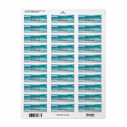 Blue Ocean Waves en Zee Glass Gepersonaliseerd Etiket (Full Sheet)