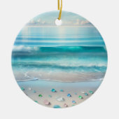  Blue Ocean Waves en Zee Glass Gepersonaliseerd Keramisch Ornament (Voorkant)