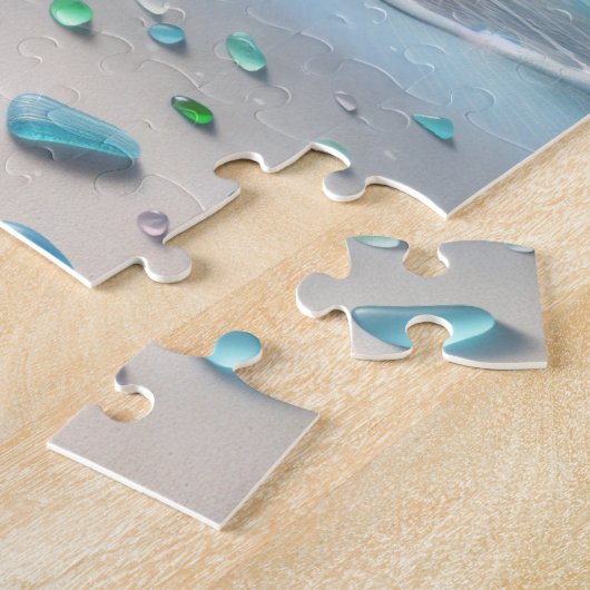 Blue Ocean Waves en Zee Glass Gepersonaliseerd Legpuzzel (Zijkant)