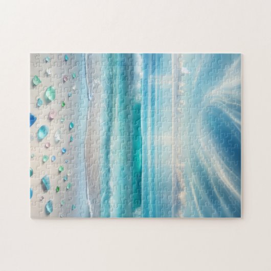 Blue Ocean Waves en Zee Glass Gepersonaliseerd Legpuzzel (Horizontaal)