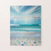 Blue Ocean Waves en Zee Glass Gepersonaliseerd Legpuzzel (Verticaal)