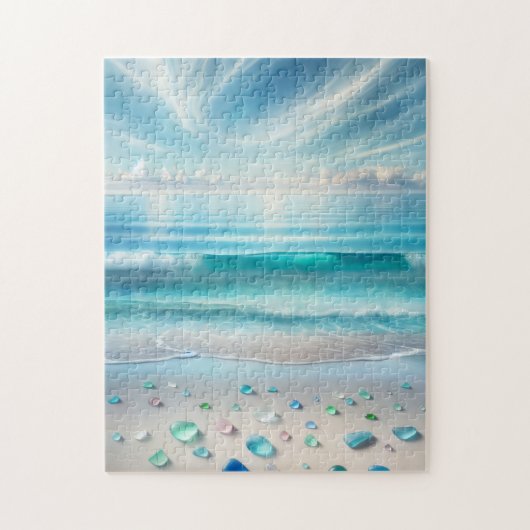 Blue Ocean Waves en Zee Glass Gepersonaliseerd Legpuzzel (Verticaal)