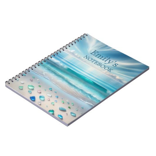  Blue Ocean Waves en Zee Glass Gepersonaliseerd Notitieboek (Linkerzijde)