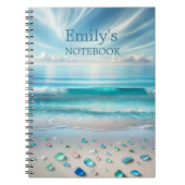  Blue Ocean Waves en Zee Glass Gepersonaliseerd Notitieboek (Voorkant)