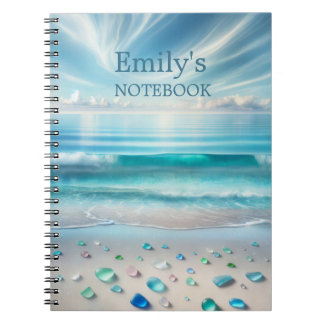 Blue Ocean Waves en Zee Glass Gepersonaliseerd Notitieboek