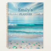  Blue Ocean Waves en Zee Glass Gepersonaliseerd Planner (Voorkant)
