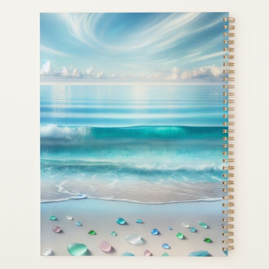  Blue Ocean Waves en Zee Glass Gepersonaliseerd Planner (Achterkant)