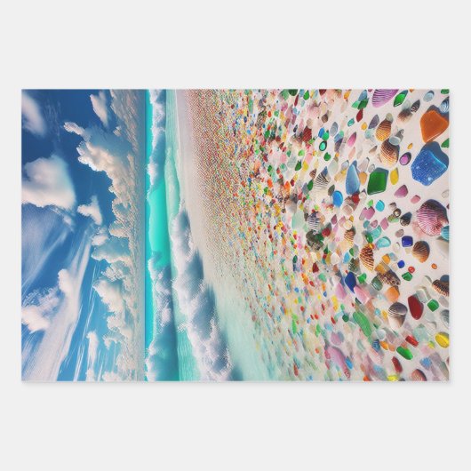 Blue Ocean Waves en Zee Glass Inpakpapier Vel (Voorkant 3)