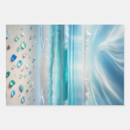  Blue Ocean Waves en Zee Glass Inpakpapier Vel (Voorkant)
