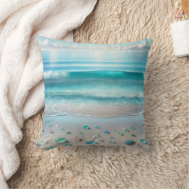 Blue Ocean Waves en Zee Glass Kussen