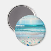 Blue Ocean Waves en Zee Glass Magneet (Voorkant / Achterkant)