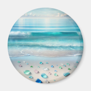  Blue Ocean Waves en Zee Glass Magneet