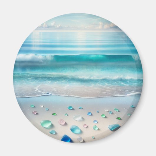 Blue Ocean Waves en Zee Glass Magneet (Voorkant)