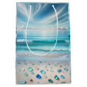  Blue Ocean Waves en Zee Glass Medium Cadeauzakje (Voorkant)