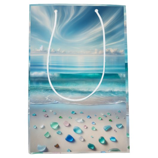  Blue Ocean Waves en Zee Glass Medium Cadeauzakje (Voorkant)