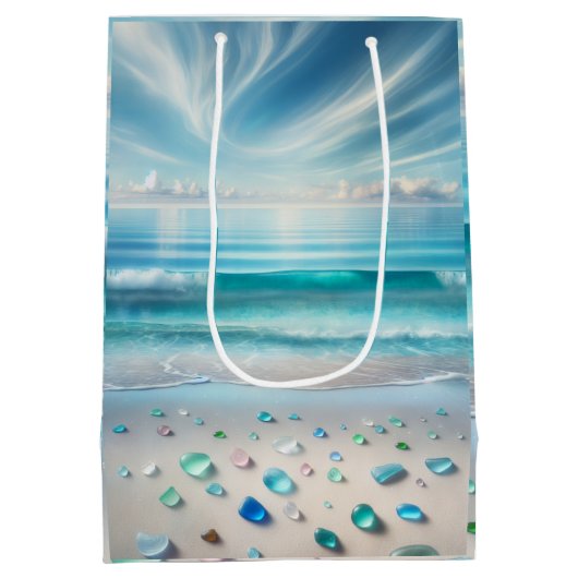  Blue Ocean Waves en Zee Glass Medium Cadeauzakje (Achterkant)