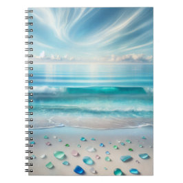 Blue Ocean Waves en Zee Glass Notitieboek