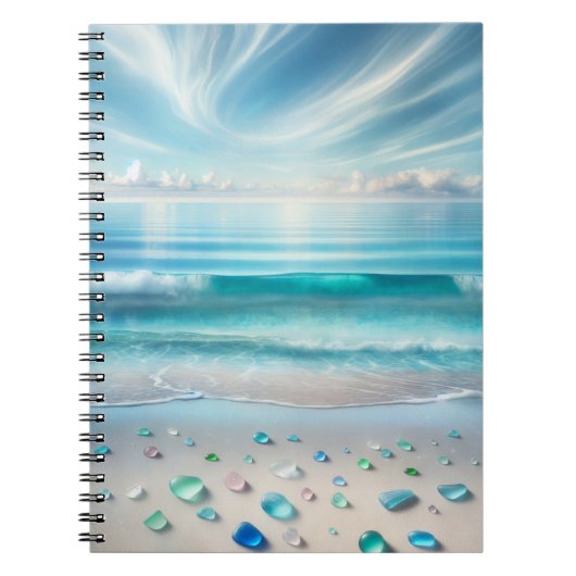  Blue Ocean Waves en Zee Glass Notitieboek (Voorkant)