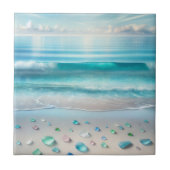 Blue Ocean Waves en Zee Glass Tegeltje (Voorkant)