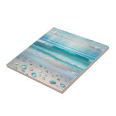  Blue Ocean Waves en Zee Glass Tegeltje (Zijkant)