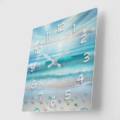 Blue Ocean Waves en Zee Glass Vierkante Klok (Hoek)