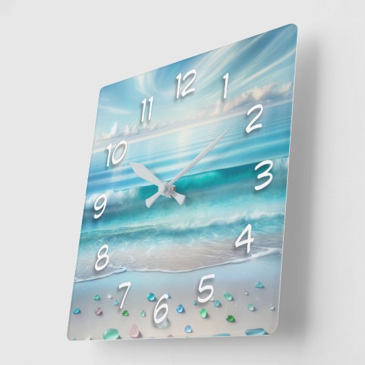 Blue Ocean Waves en Zee Glass Vierkante Klok (Hoek)