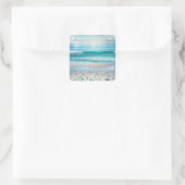  Blue Ocean Waves en Zee Glass Vierkante Sticker (Tas)