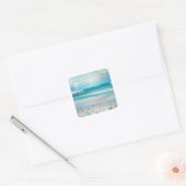  Blue Ocean Waves en Zee Glass Vierkante Sticker (Envelop)