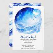Blue Ocean Waves Nautical Boy Baby shower Kaart (Voorkant / Achterkant)