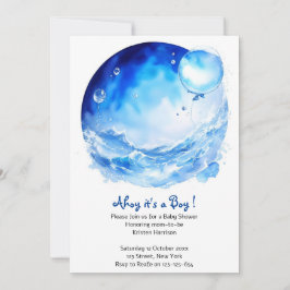 Blue Ocean Waves Nautical Boy Baby shower Kaart
