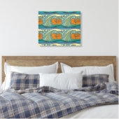 Blue Ocean Waves Nautilus Seashell Patroon Nouveau Canvas Afdruk (Insitu (Slaapkamer))