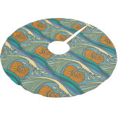 Blue Ocean Waves Nautilus Seashell Patroon Nouveau Kerstboom Rok (Gekanteld)