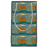 Blue Ocean Waves Nautilus Seashell Patroon Nouveau Klein Cadeauzakje (Voorkant)