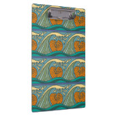 Blue Ocean Waves Nautilus Seashell Patroon Nouveau Klembord (Rechts)