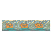 Blue Ocean Waves Nautilus Seashell Patroon Nouveau Korte Tafelloper (Horizontaal)