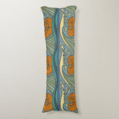 Blue Ocean Waves Nautilus Seashell Patroon Nouveau Lichaamskussen (Voorkant Verticaal)