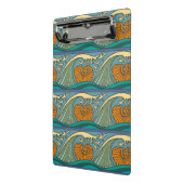 Blue Ocean Waves Nautilus Seashell Patroon Nouveau Mini Klembord (Angled2)