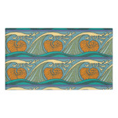 Blue Ocean Waves Nautilus Seashell Patroon Nouveau Naambadge (Voorkant)