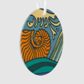 Blue Ocean Waves Nautilus Seashell Patroon Nouveau Ornament (voorkant)