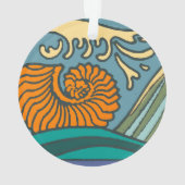 Blue Ocean Waves Nautilus Seashell Patroon Nouveau Ornament (achterkant)
